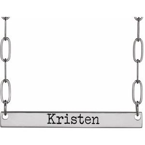 Sterling Silver 34 X 4 Mm 18 In Polished Engravable Bar Necklace
