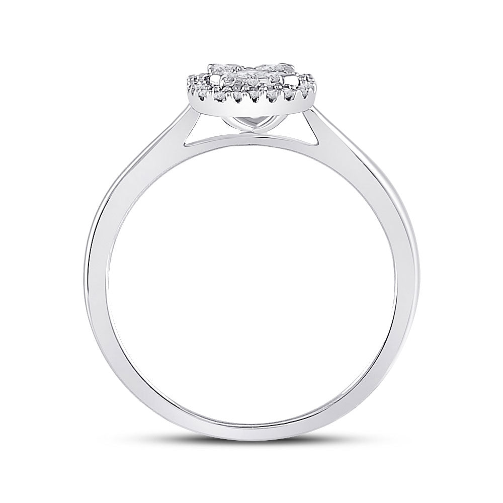10K White Gold Womens Round Diamond Square Cluster Ring 1/3 Cttw, Womens Size: 5-10