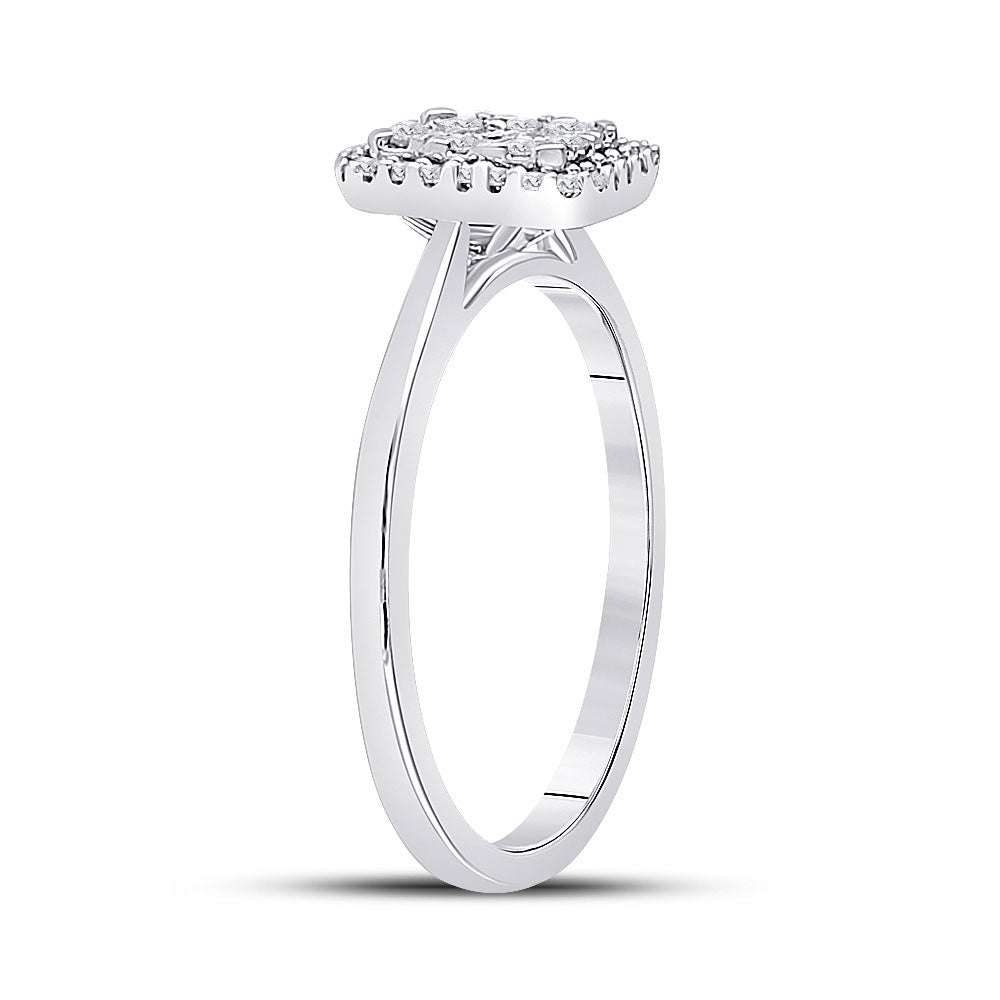 10K White Gold Womens Round Diamond Square Cluster Ring 1/3 Cttw, Womens Size: 5-10