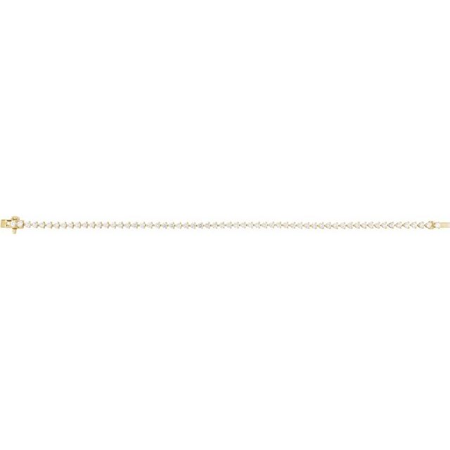 14K Yellow Gold Round 2.3Mm Si1-Si2, G-H 7 1/4 In Polished 3 Ctw Lab-Grown Diamond Line Bracelet