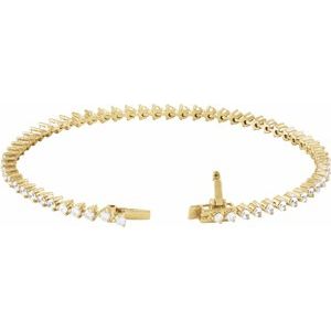 14K Yellow Gold Round 2.3Mm G-H I1 3 Ctw Natural Diamond Line Bracelet, Length: 7.25 In