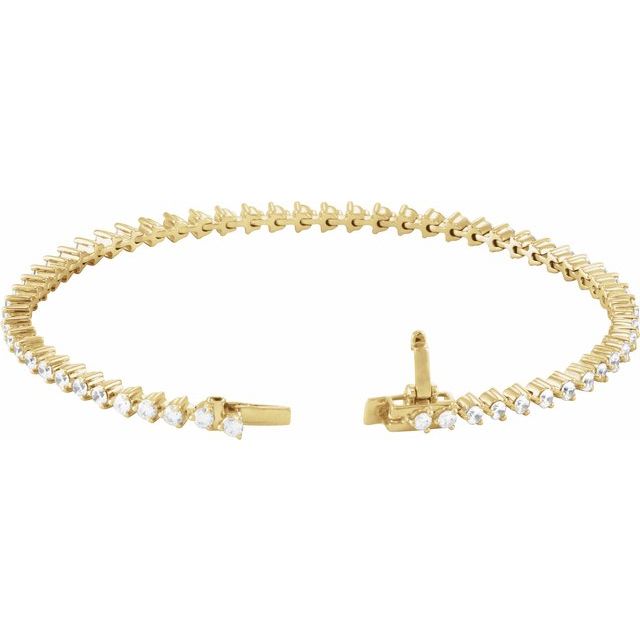 14K Yellow Gold Round 2.3Mm Si1-Si2, G-H 7 1/4 In Polished 3 Ctw Lab-Grown Diamond Line Bracelet