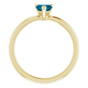 14K Yellow Gold Heart 5 X 5 Mm Natural London Blue Topaz Solitaire Ring Size 7