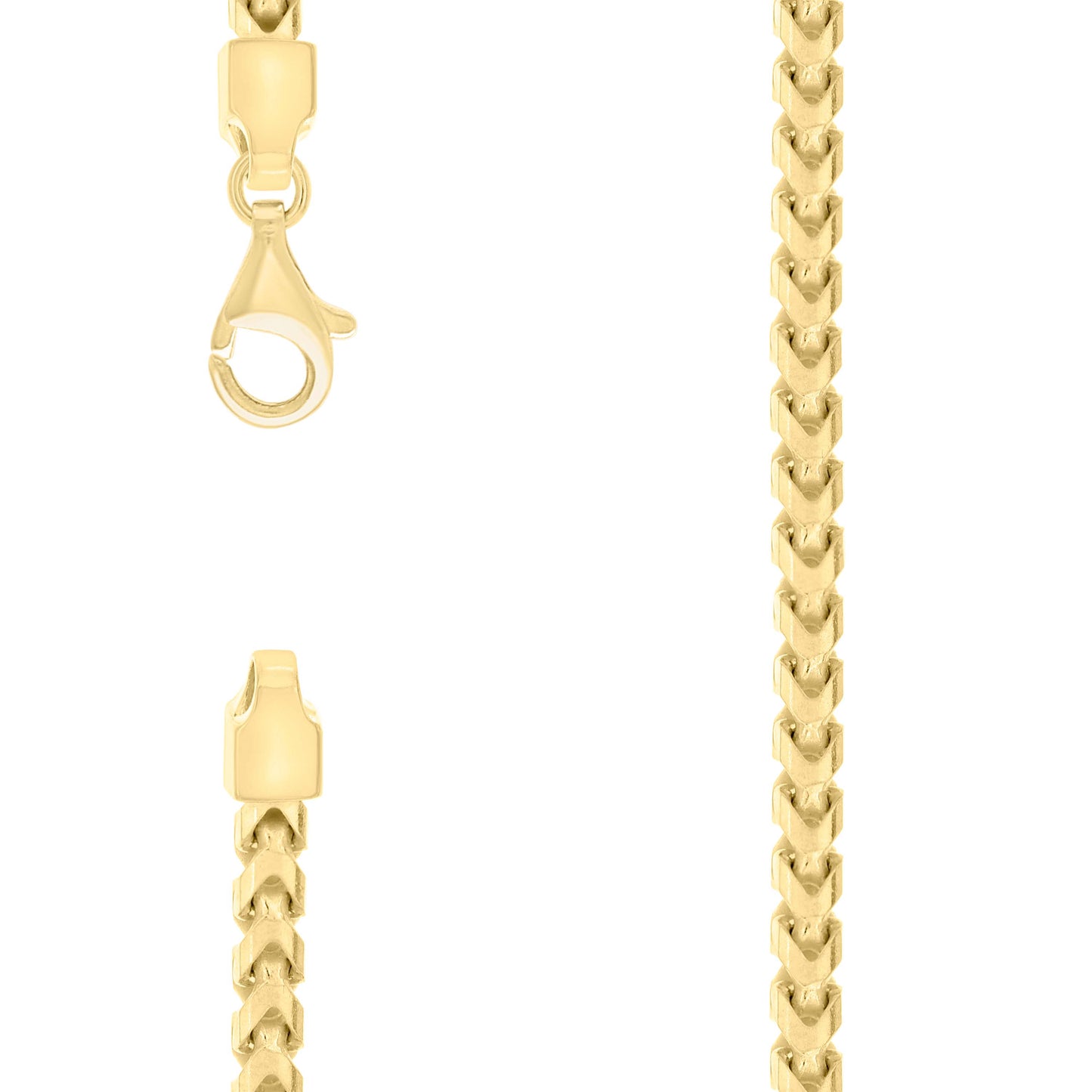 Sterling Silver Yellow-Tone Or Rose Tone Or Two Tone Solid Franco Chain