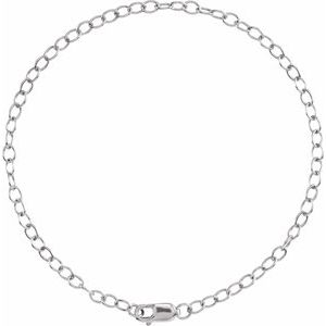 14K Yellow Or White Or Rose Gold Or Sterling Silver Or Gold Filled 2.5 Mm Lobster Clasp Cable 7" Chain