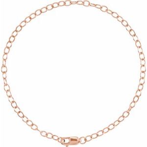 14K Yellow Or White Or Rose Gold Or Sterling Silver Or Gold Filled 2.5 Mm Lobster Clasp Cable 7" Chain