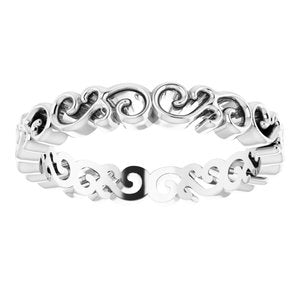 14K White Gold 3.39 Mm Polished Open Scroll Pattern Band Size 7