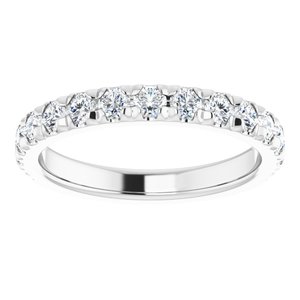14K White Gold Round I1, G-H Polished Natural Diamond French-Set Matching Band