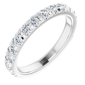 14K White Gold Round I1, G-H Polished Natural Diamond French-Set Matching Band