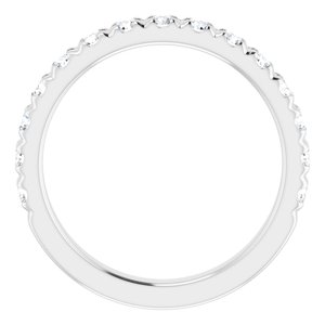 14K White Gold Round I1, G-H Polished Natural Diamond French-Set Matching Band