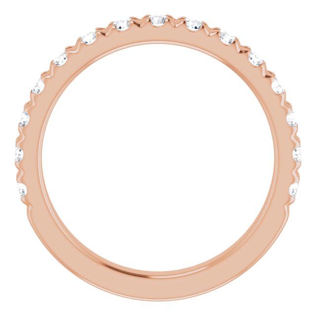 14K White Or Rose Gold Round I1, G-H Polished Natural Diamond French-Set Matching Band, Size 7