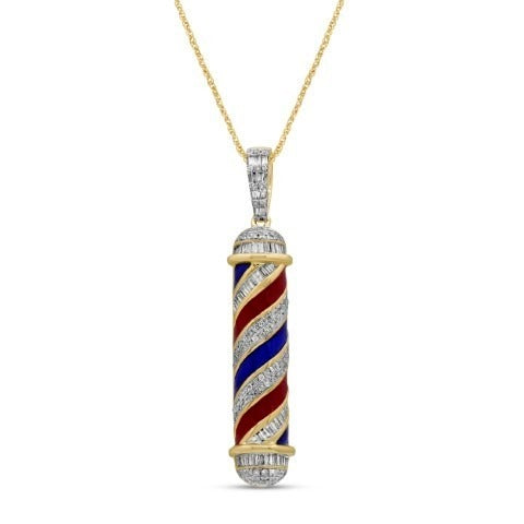 10K Yellow Gold 0.62-0.67 Cttw Diamond "Barber Pole" Charm
