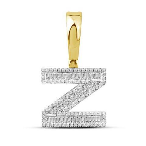 10K Yellow Gold Diamond Baguette Initial Charm