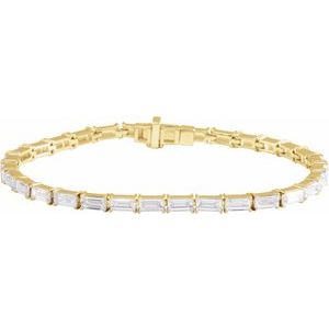 14K Yellow Gold Straight Baguette 5 X 2.5Mm Gh Vs 6 1/5 Ctw Lab-Grown Diamond Bracelet, Length: 7 In