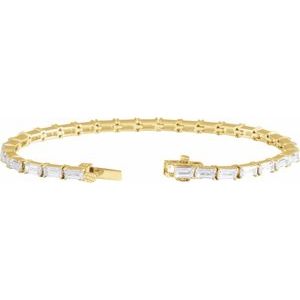 14K Yellow Gold Straight Baguette 5 X 2.5Mm Gh Vs 6 1/5 Ctw Lab-Grown Diamond Bracelet, Length: 7 In