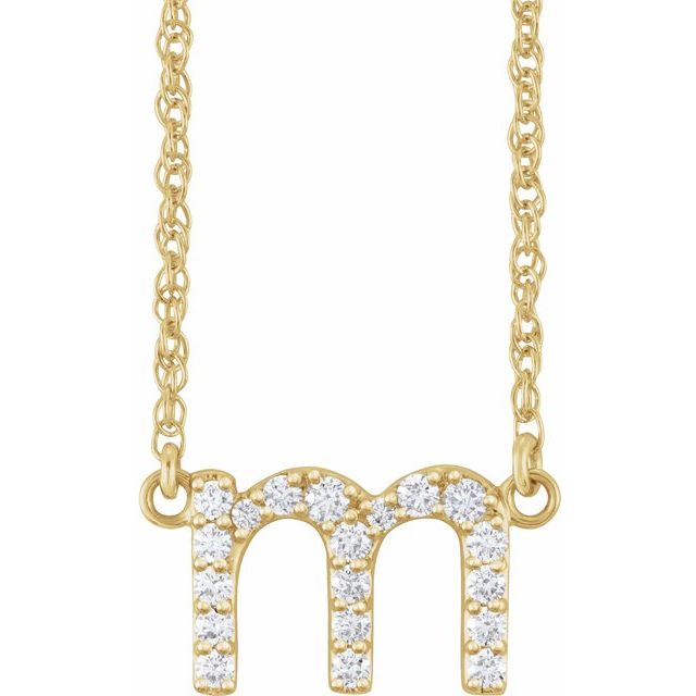 14K Yellow Or White Gold Round I1, H+ 16 In Polished Natural Diamond Lowercase Initial Necklace