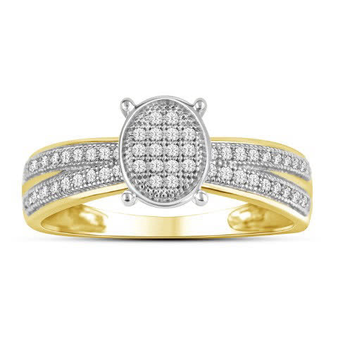 10K Yellow Gold 0.15 Cttw Diamond Ladies Micropave Rings