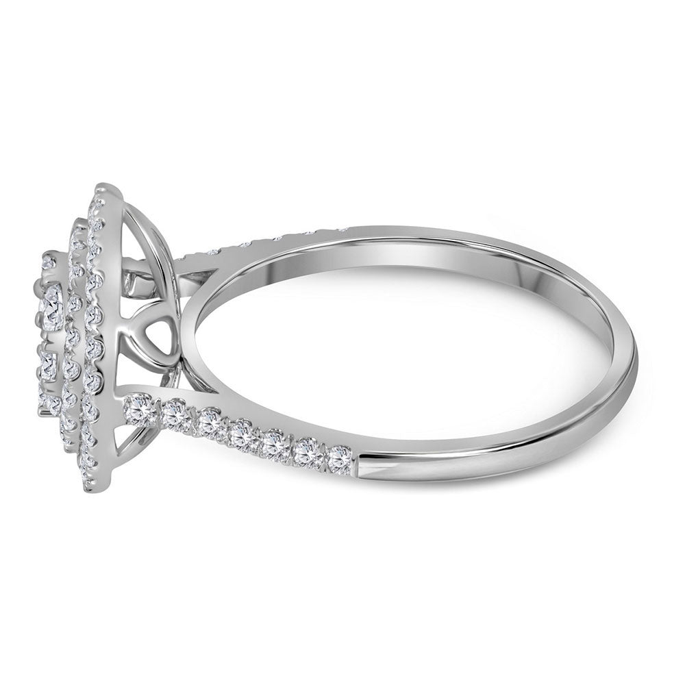 14K White Gold Womens Round Diamond Circle Halo Cluster Ring 1 Cttw, Womens Size: 5-10