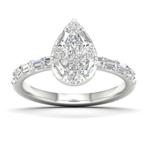 14K White Gold 0.90 Cttw Diamond Certified Ring
