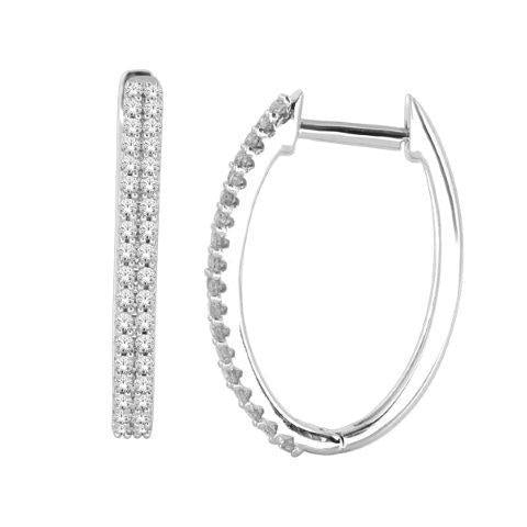 10K White Gold 0.33 Cttw Diamond Hoop Earring