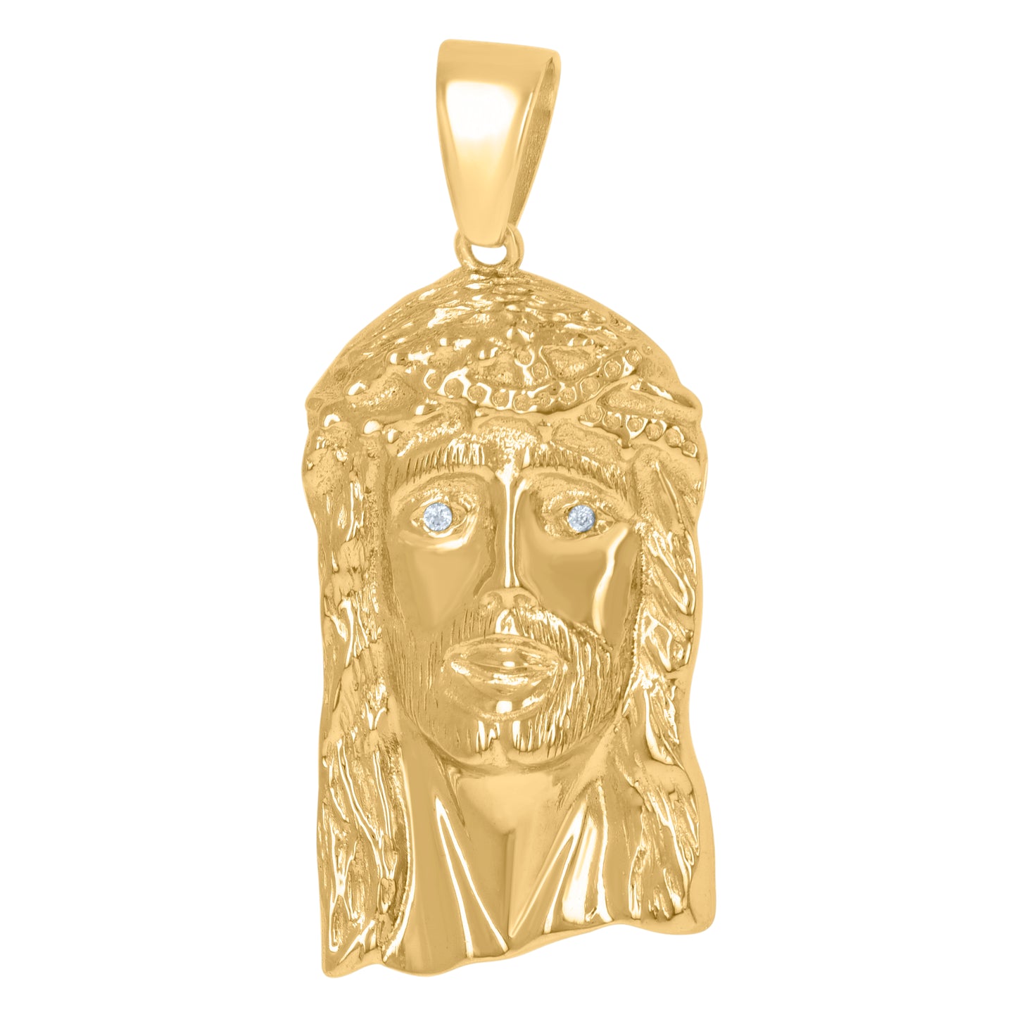 Sterling Silver Mens Cubic-Zirconia Jesus Religious Charm Pendant