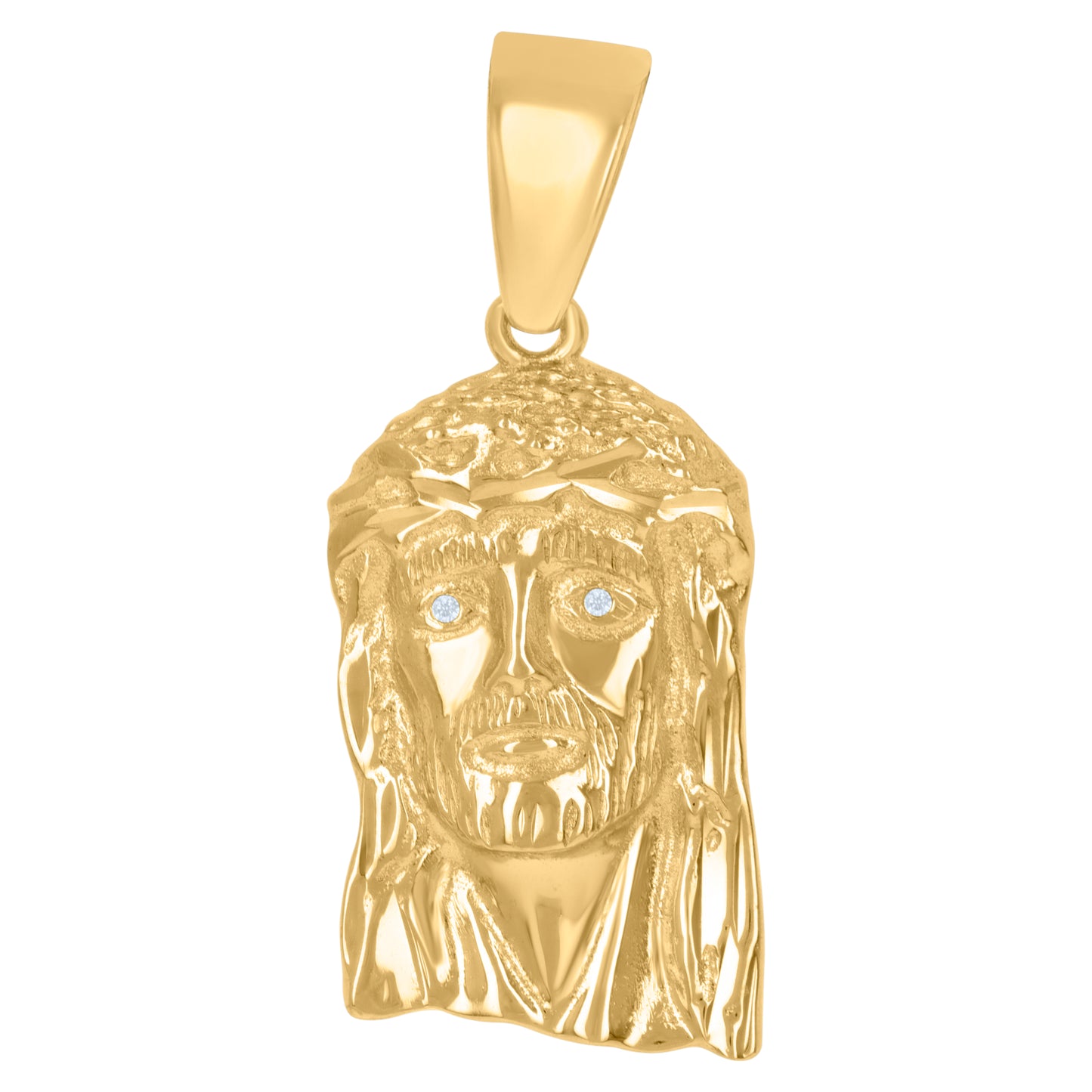 Sterling Silver Unisex Cubic-Zirconia Jesus Religious Charm Pendant