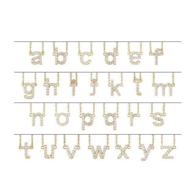 14K Yellow Or White Gold Round I1, H+ 16 In Polished Natural Diamond Lowercase Initial Necklace