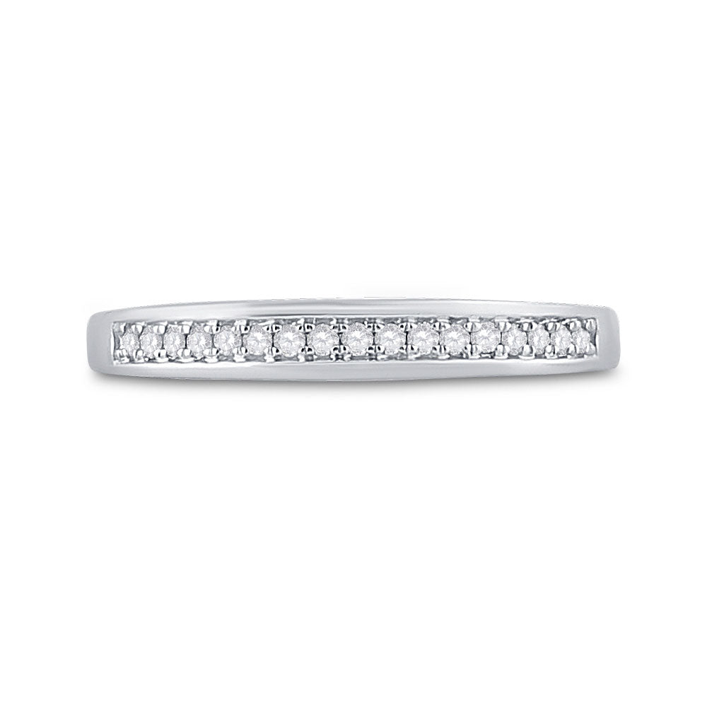 10K White Gold Womens Round Diamond Wedding Band 1/10 Cttw, Womens Size: 5-10