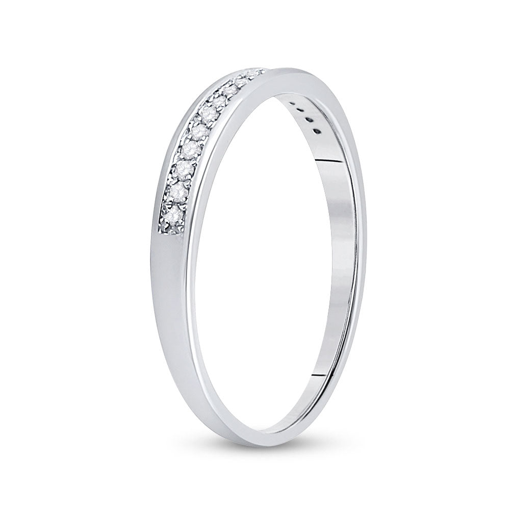 10K White Gold Womens Round Diamond Wedding Band 1/10 Cttw, Womens Size: 5-10