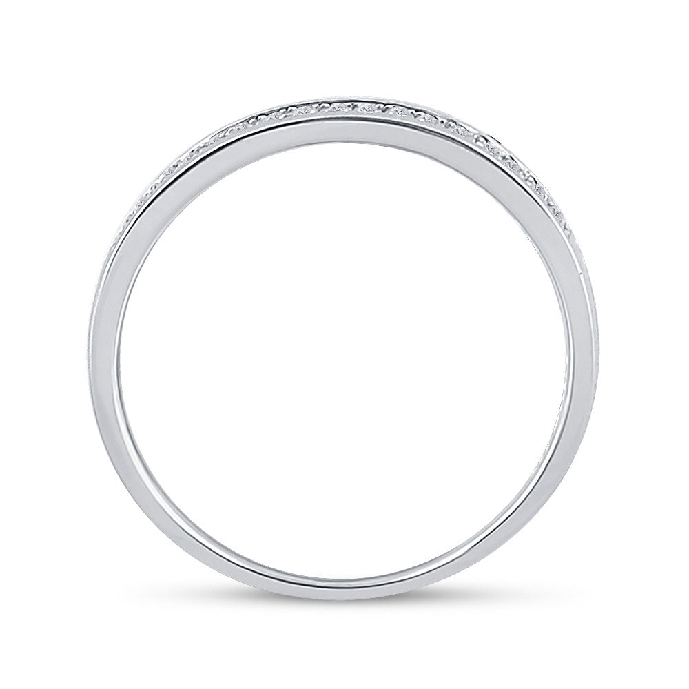10K White Gold Womens Round Diamond Wedding Band 1/10 Cttw, Womens Size: 5-10