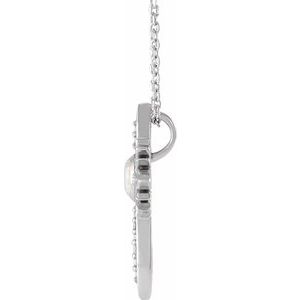 Sterling Silver Oval 4 X 3Mm G-H I1 Natural White Opal And .06 Ctw Natural Diamond Nativity Cross Necklace, Length: 18 In