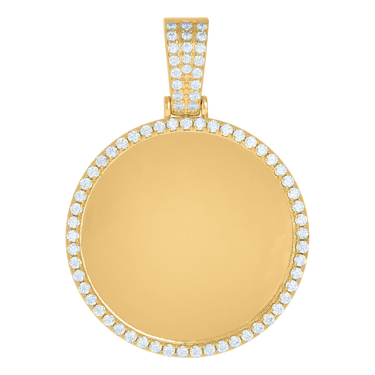 Sterling Silver Or Yellow-Tone Unisex Cubic-Zirconia Photo Frame Charm Pendant