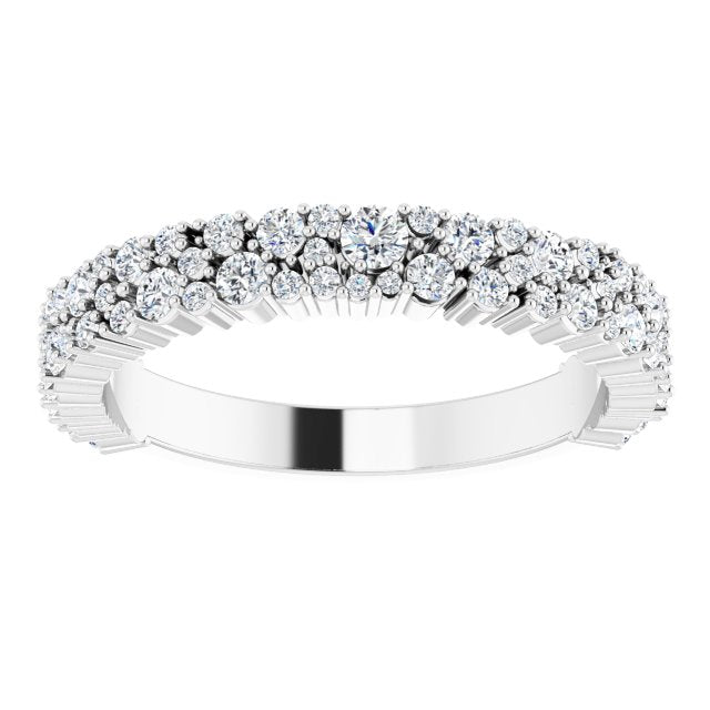 14K Yellow Or White Or Rose Gold Or Platinum 2.5 Mm Round 2.2Mm I1, G-H Polished 5/8 Ctw Lab-Grown Diamond Matching Band, Size 7