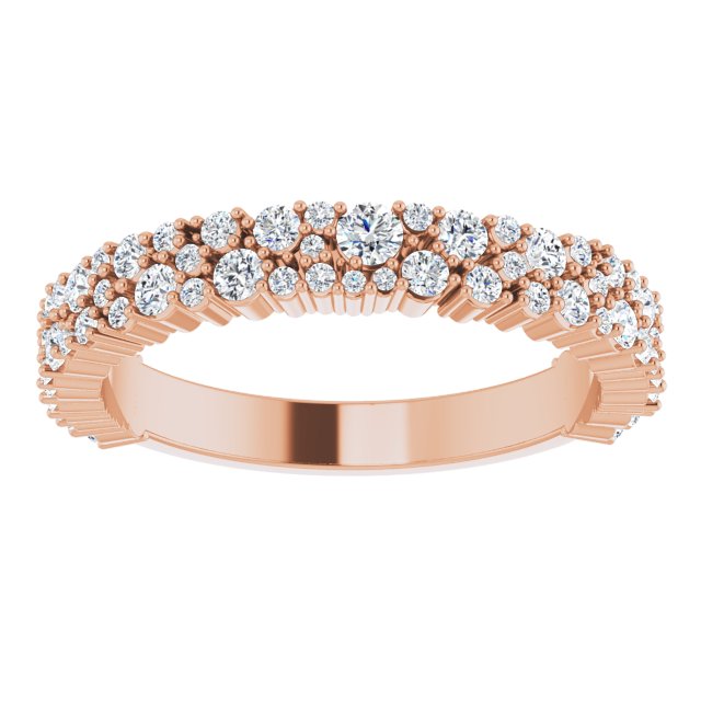 14K Yellow Or White Or Rose Gold Or Platinum 2.5 Mm Round 2.2Mm I1, G-H Polished 5/8 Ctw Lab-Grown Diamond Matching Band, Size 7