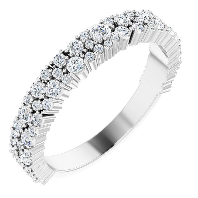 14K Yellow Or White Or Rose Gold Or Platinum 2.5 Mm Round 2.2Mm I1, G-H Polished 5/8 Ctw Lab-Grown Diamond Matching Band, Size 7