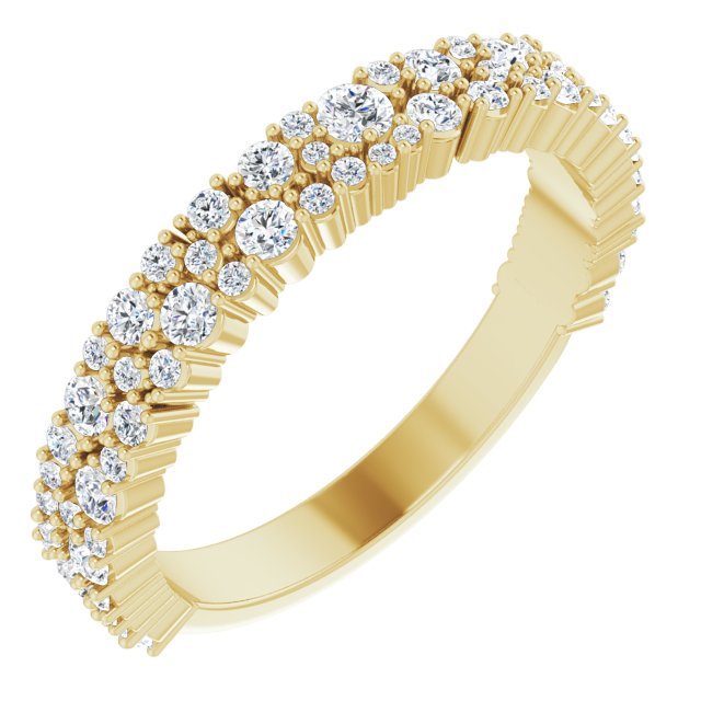 14K Yellow Or White Or Rose Gold Or Platinum 2.5 Mm Round 2.2Mm I1, G-H Polished 5/8 Ctw Lab-Grown Diamond Matching Band, Size 7