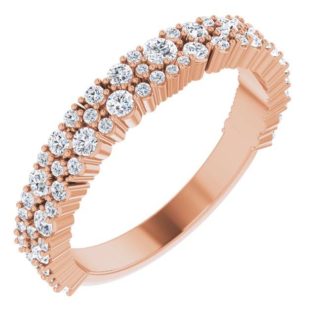14K Yellow Or White Or Rose Gold Or Platinum 2.5 Mm Round 2.2Mm I1, G-H Polished 5/8 Ctw Lab-Grown Diamond Matching Band, Size 7