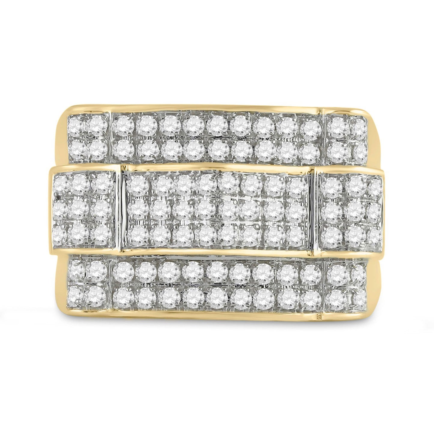 10K Yellow Gold Mens Round Diamond Arch Cluster Ring 1 Cttw, Mens Size: 7-13