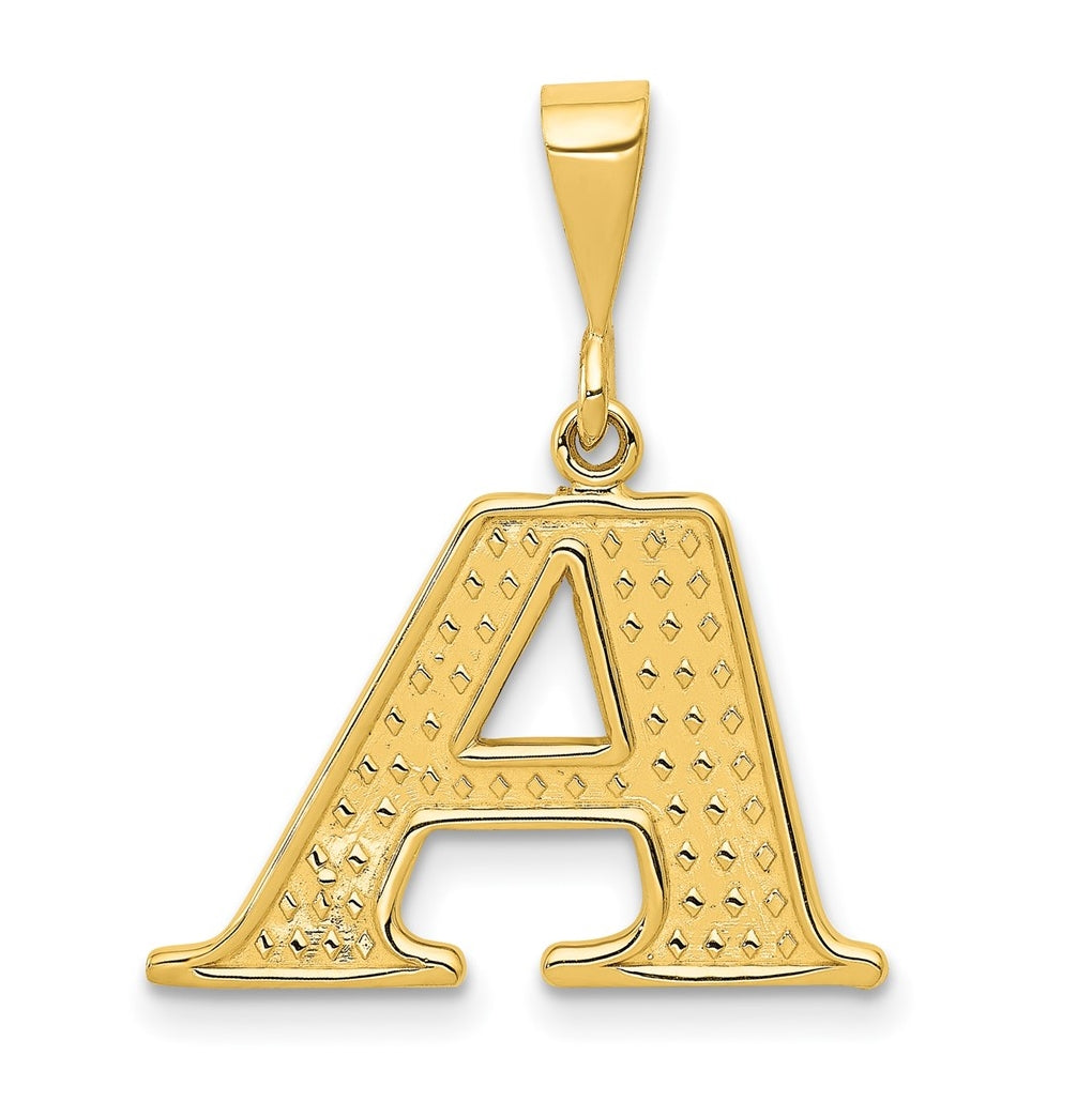 10K Yellow Gold Initial Letter A Pendants