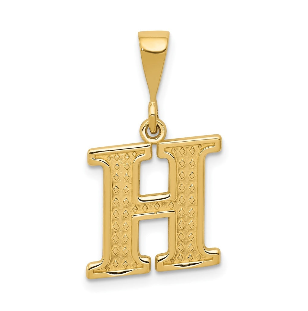 10K Yellow Gold Initial Letter H Pendants