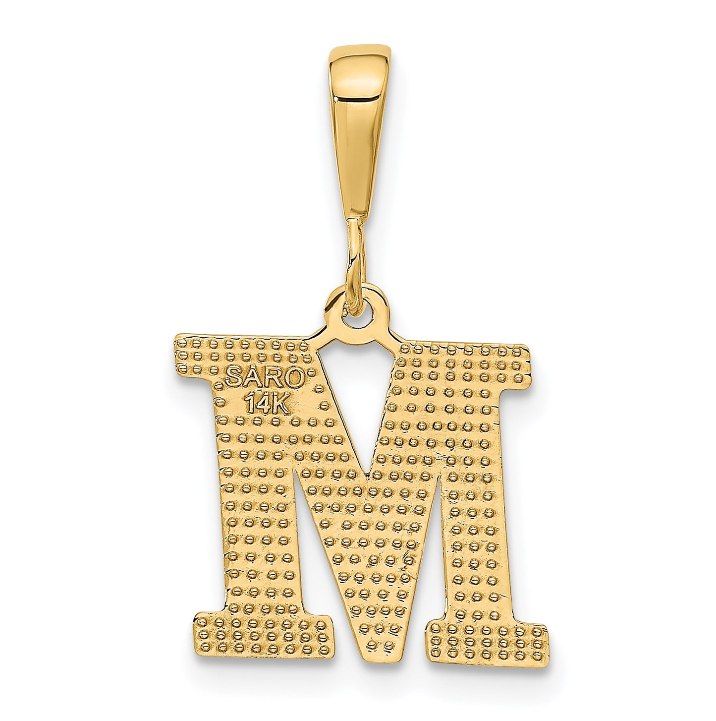 10K Yellow Gold Initial Letter M Pendants