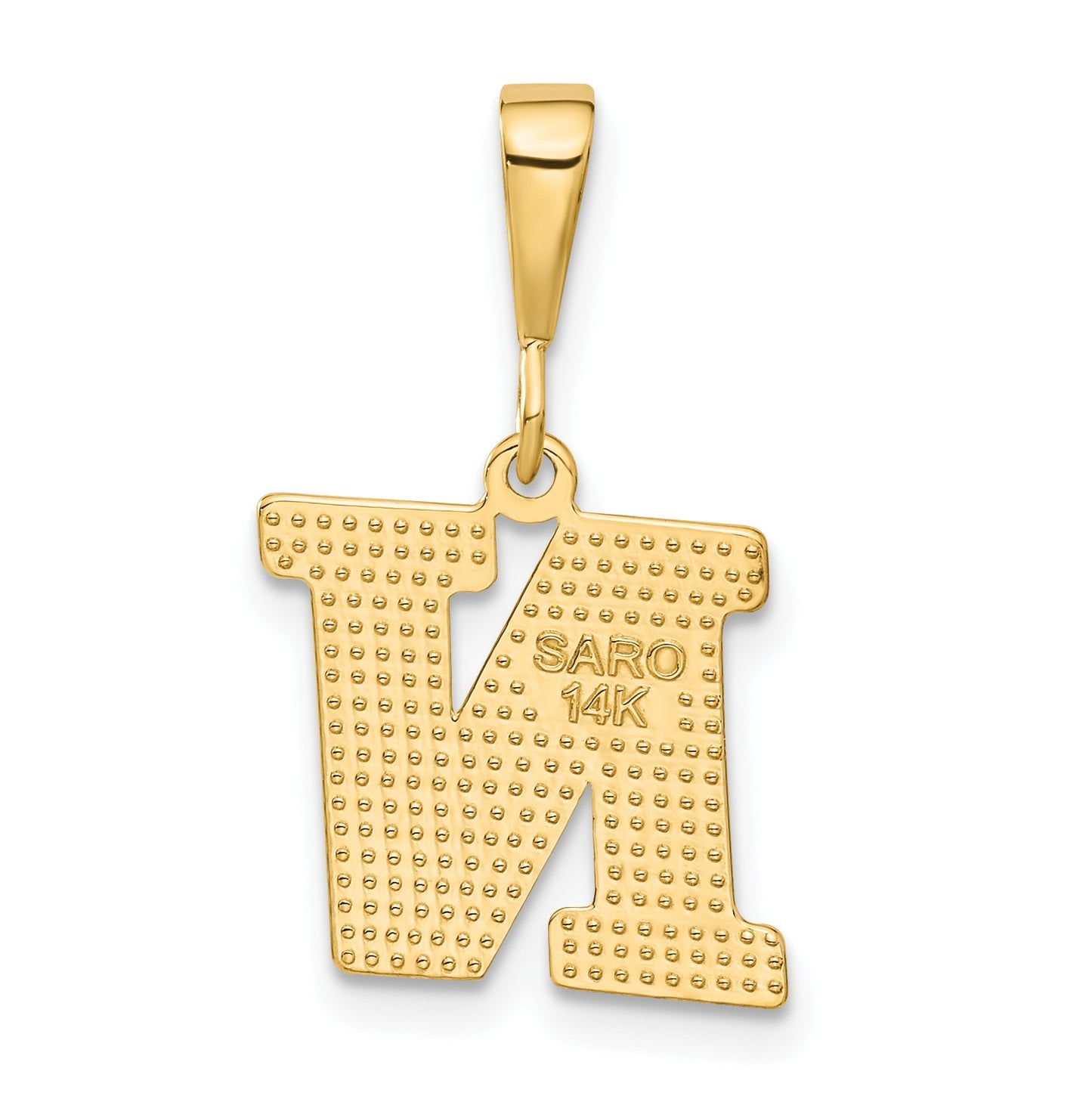 10K Yellow Gold Initial Letter N Pendants