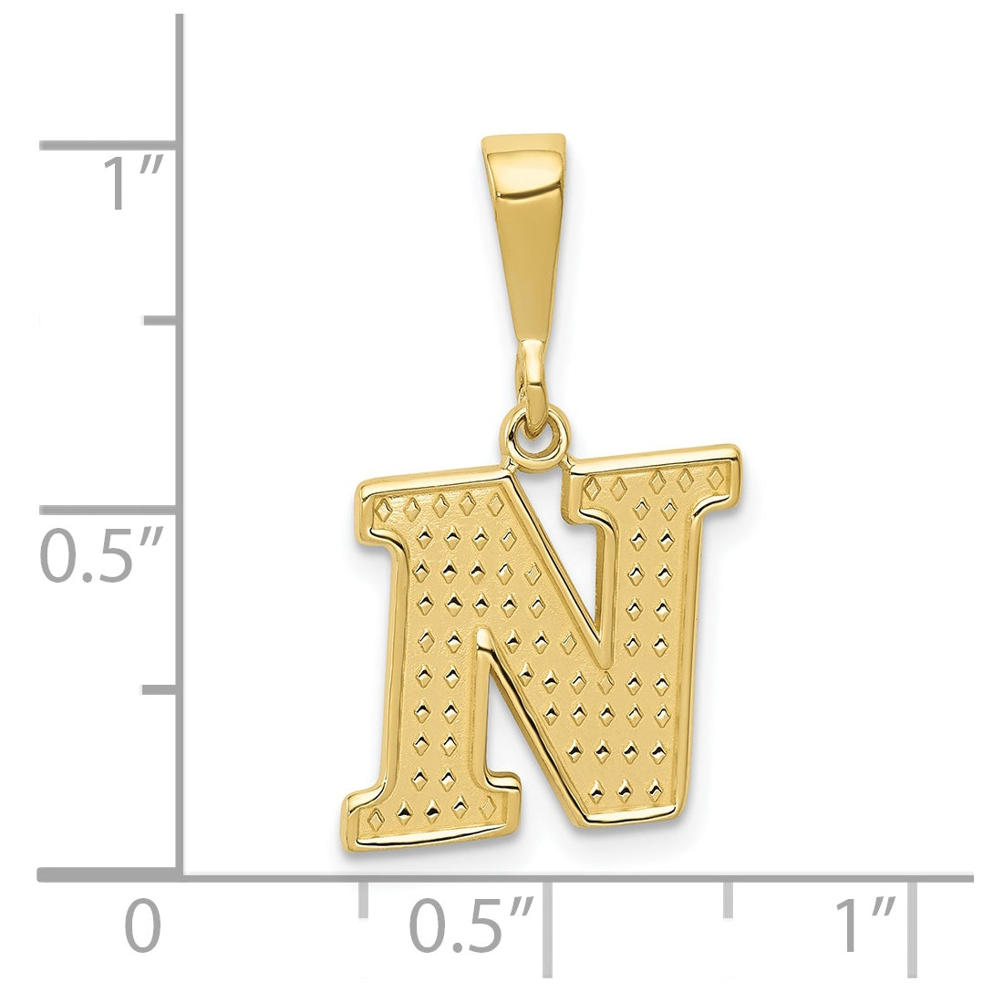 10K Yellow Gold Initial Letter N Pendants