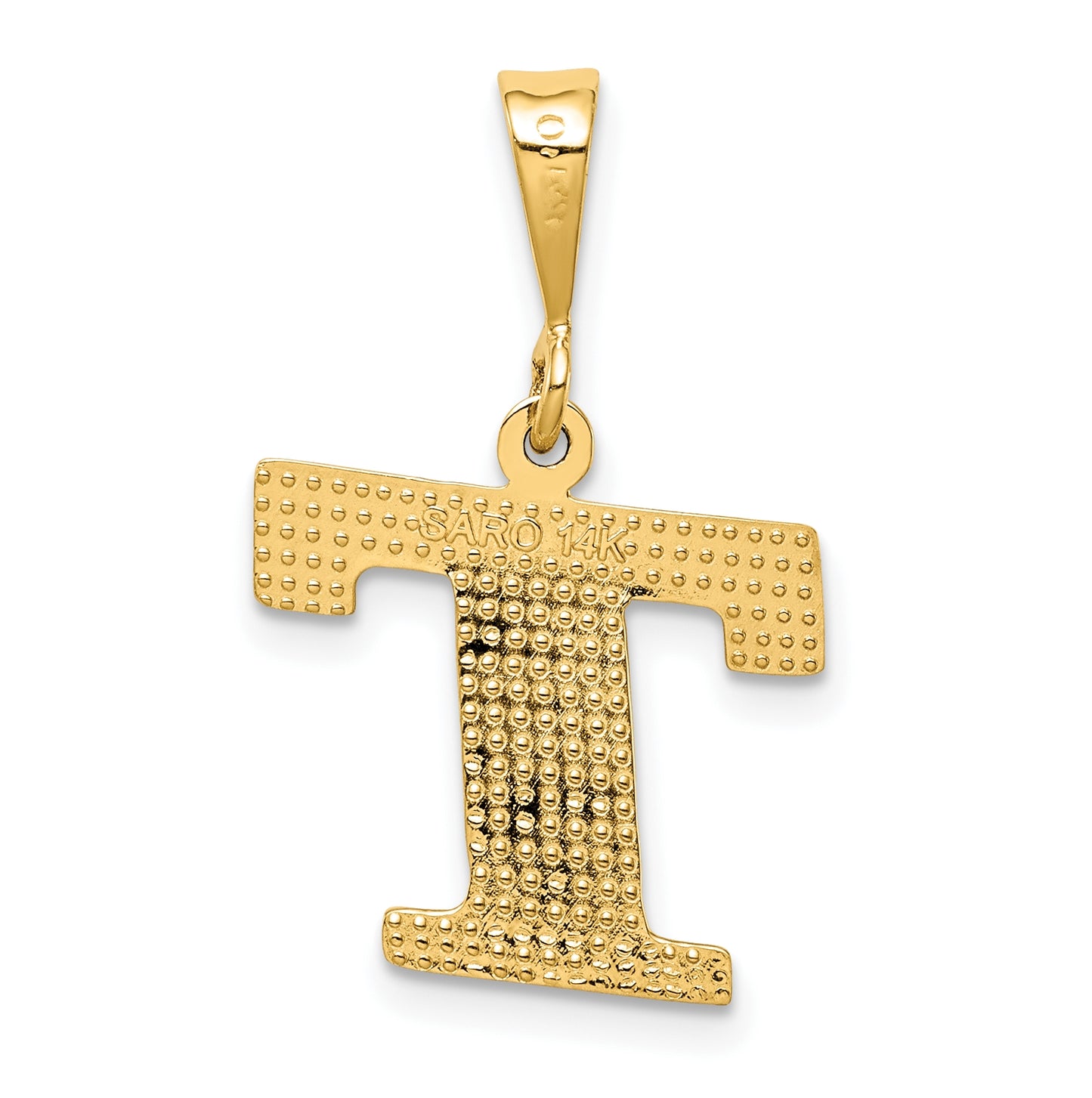 10K Yellow Gold Initial Letter T Pendants
