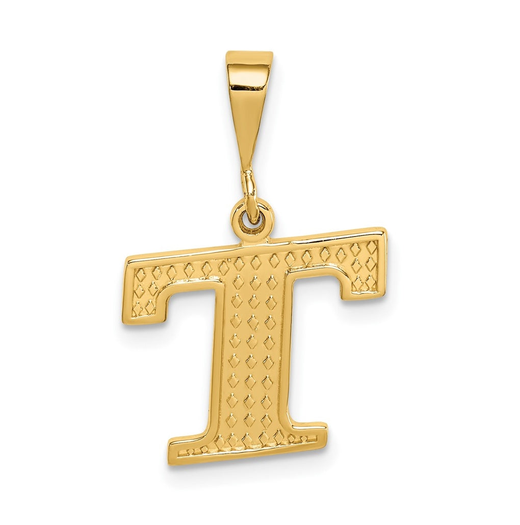 10K Yellow Gold Initial Letter T Pendants