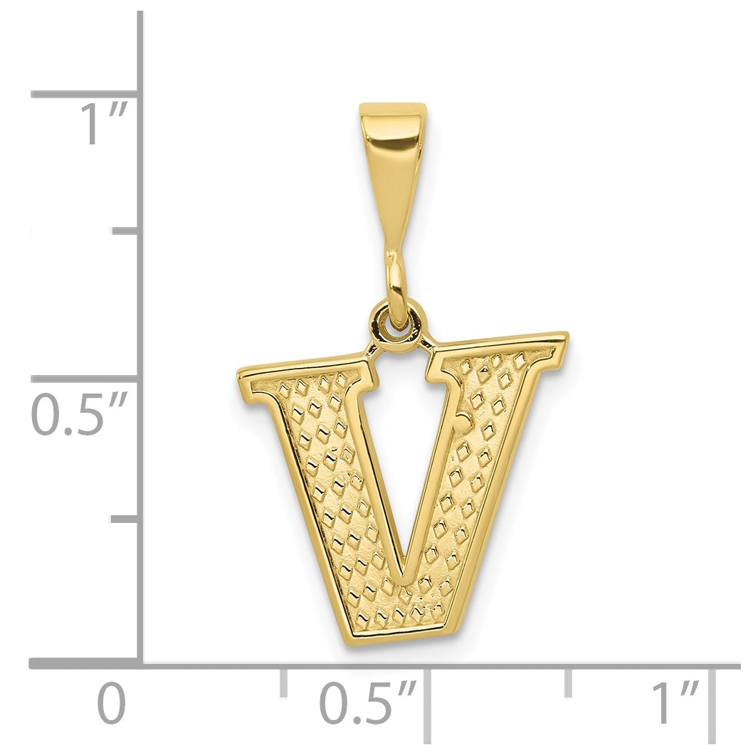 10K Yellow Gold Initial Letter V Pendants
