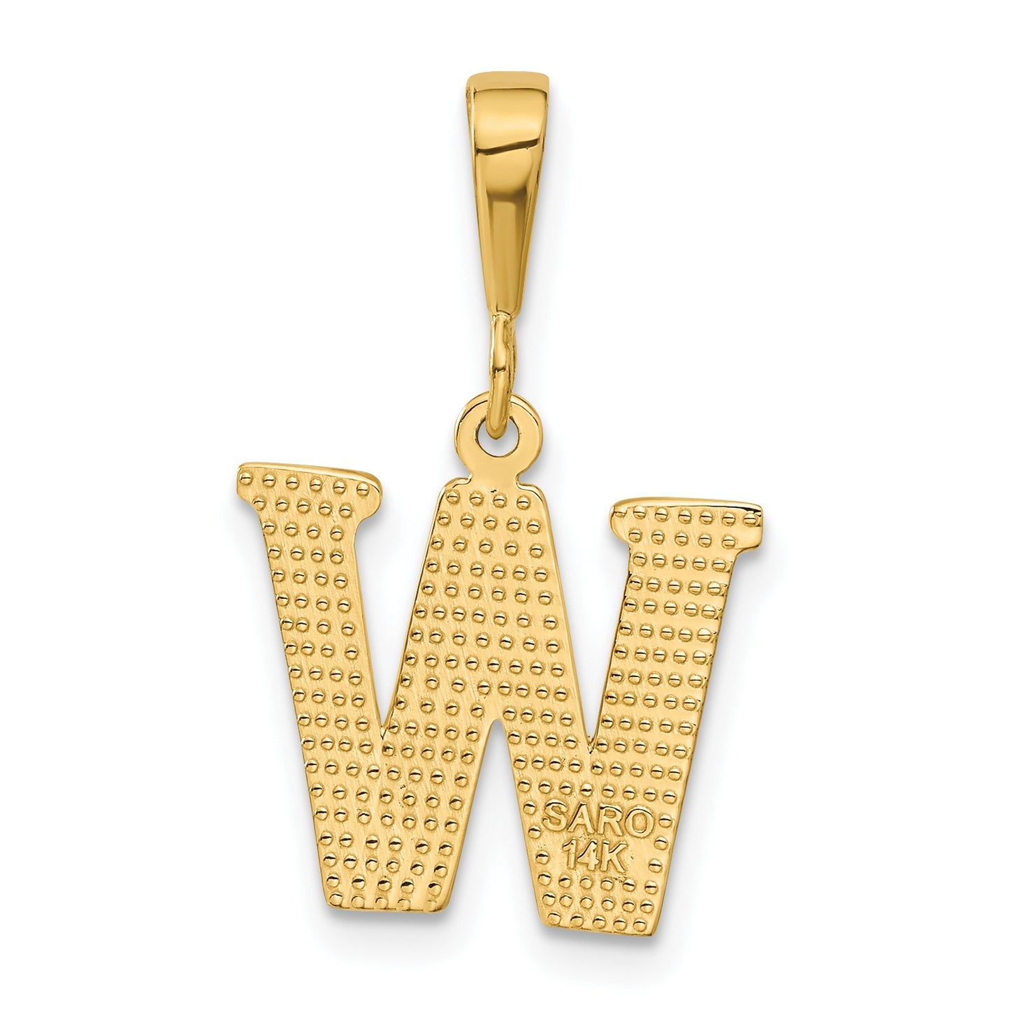 10K Yellow Gold Initial Letter W Pendants