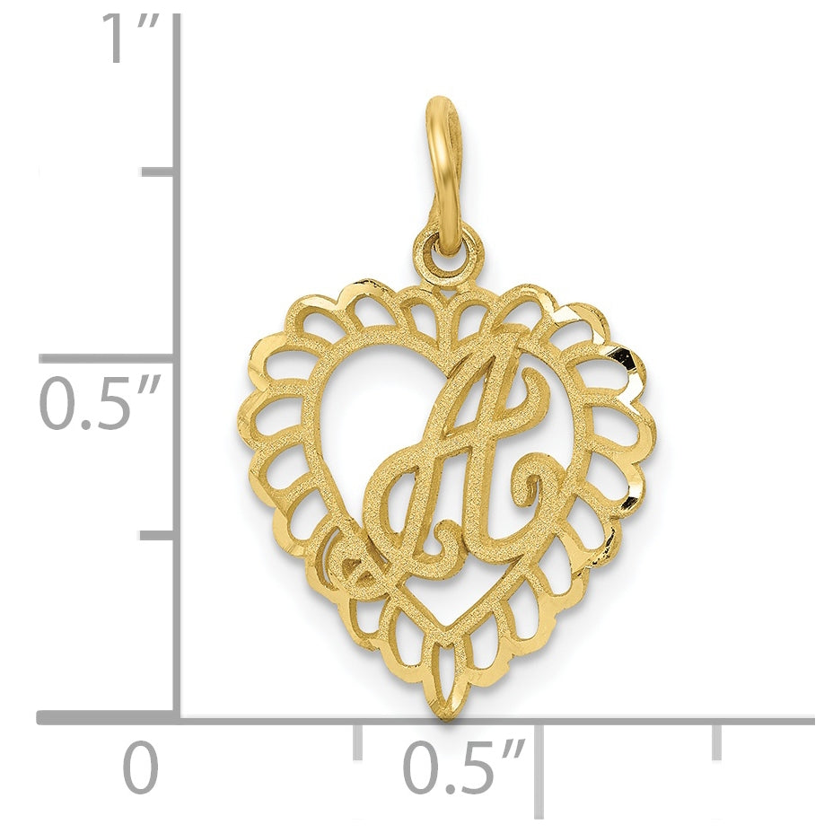 10K Yellow Gold Initial A Letter Charm