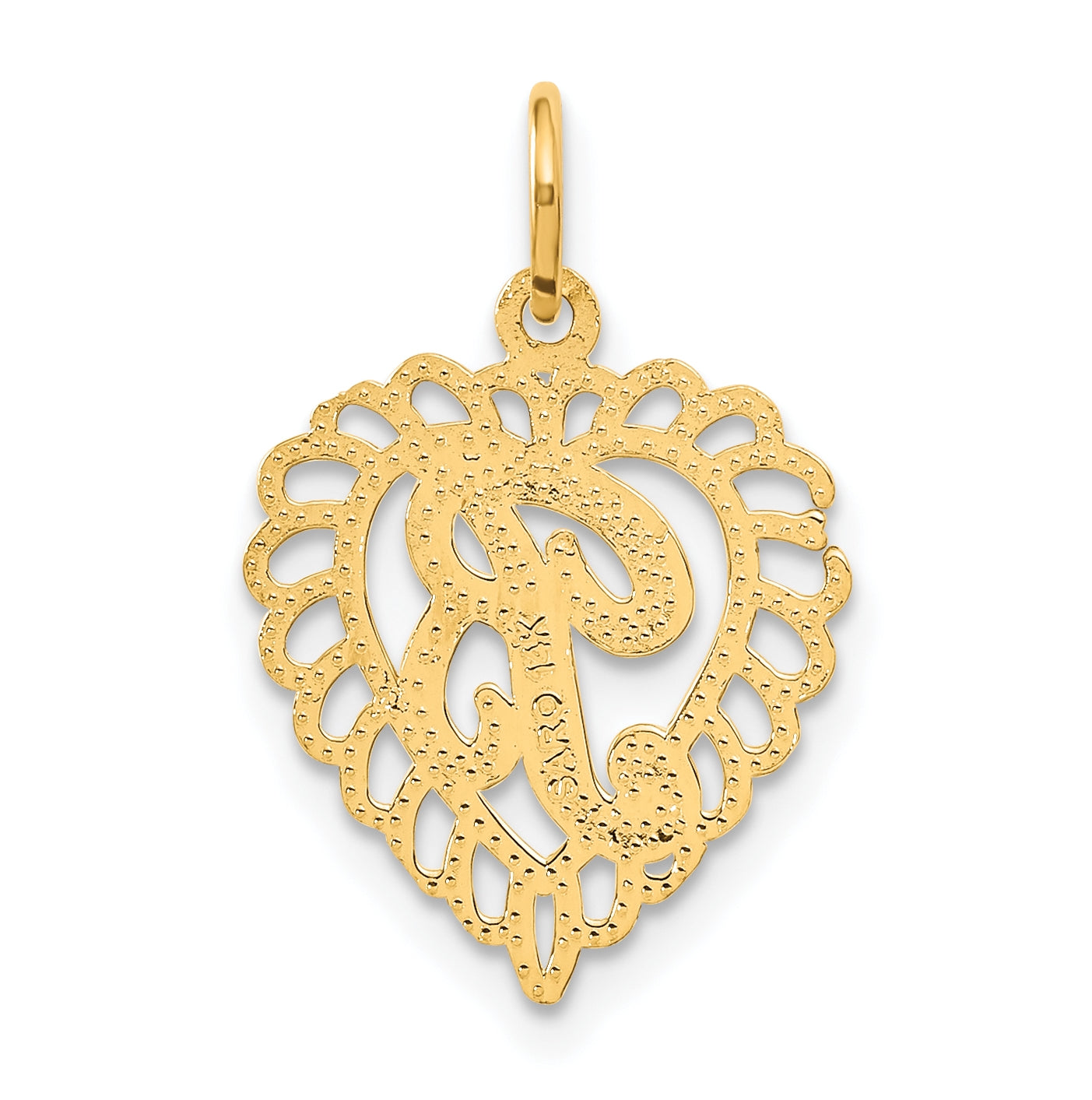 10K Yellow Gold Initial B Letter Charm
