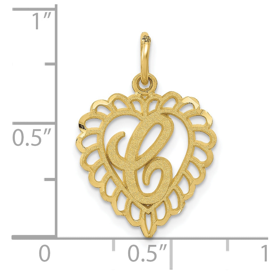 10K Yellow Gold Initial C Letter Charm